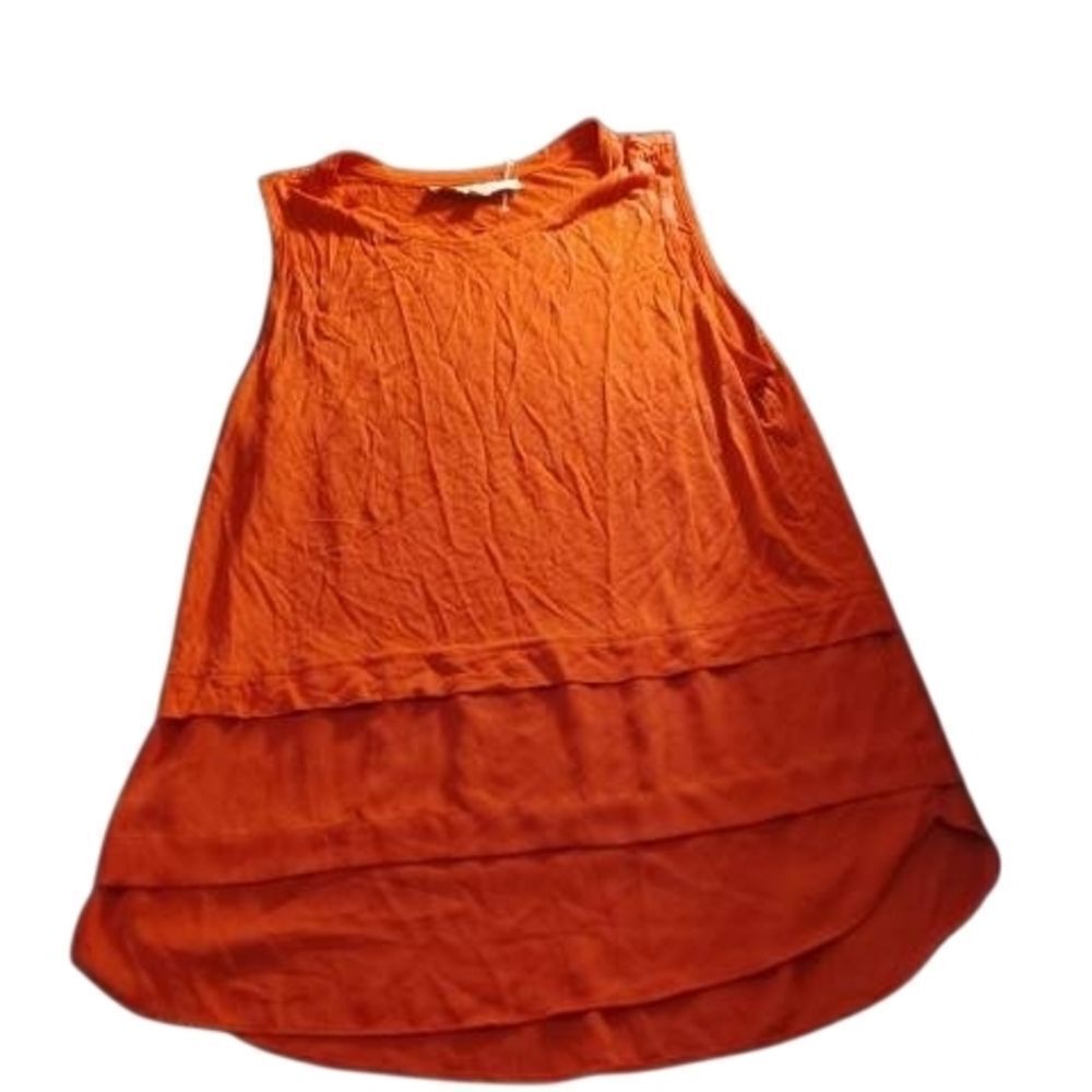 LOFT Orange Asymmetrical Tiered Top(415)